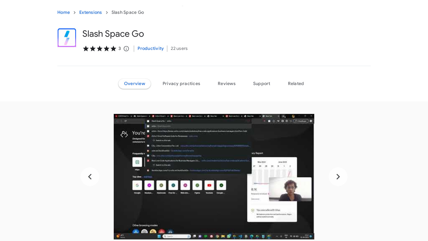 Slash Space Go! Landing page