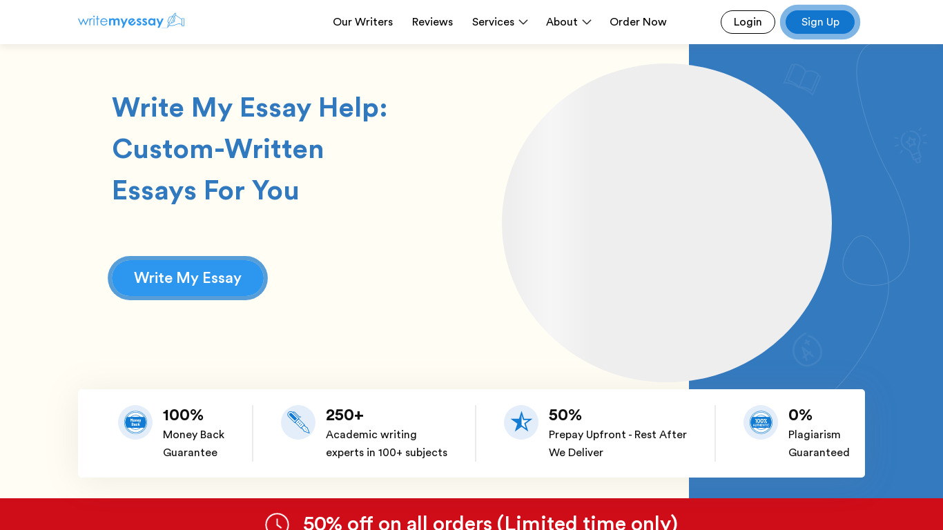 WriteMyEssay.help Landing page