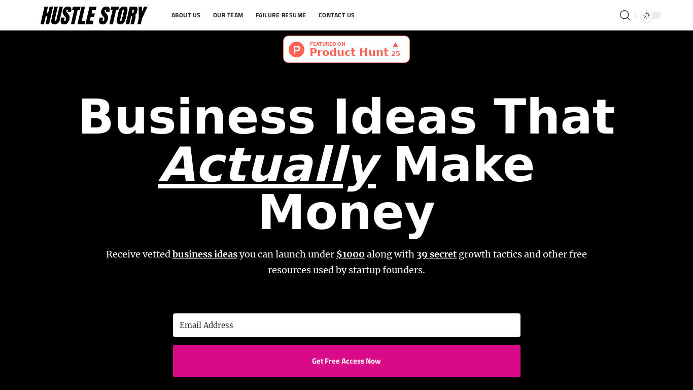 Business Ideas Landing page