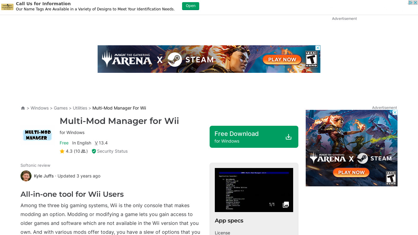 Multi-Mod Manager for Wii Landing page