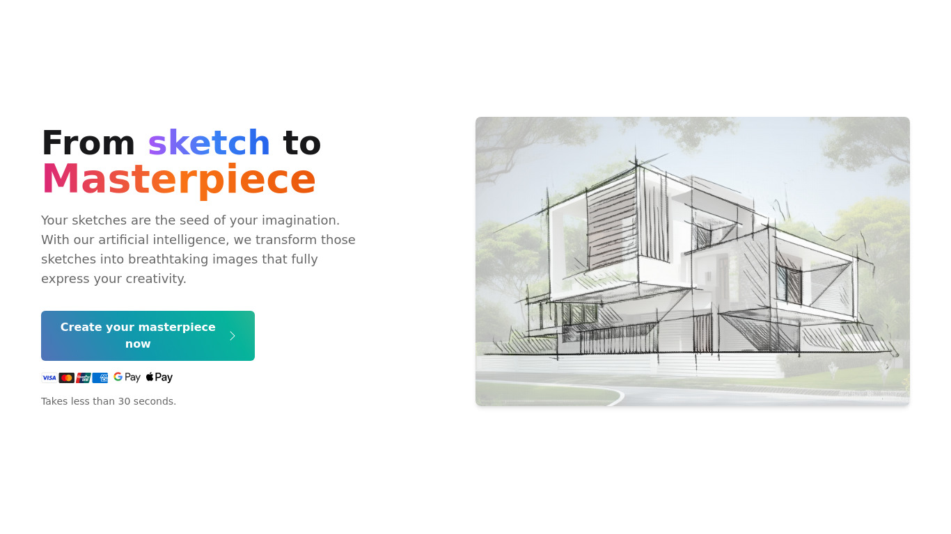 SketchImage.AI Landing page