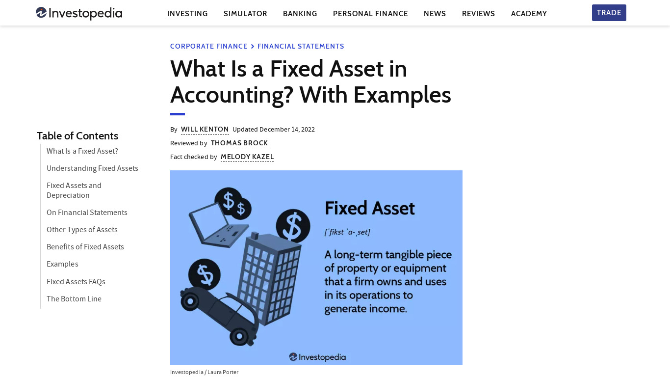 Fixed Assets Landing page