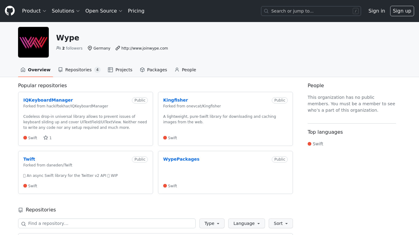 Wype Social Landing page
