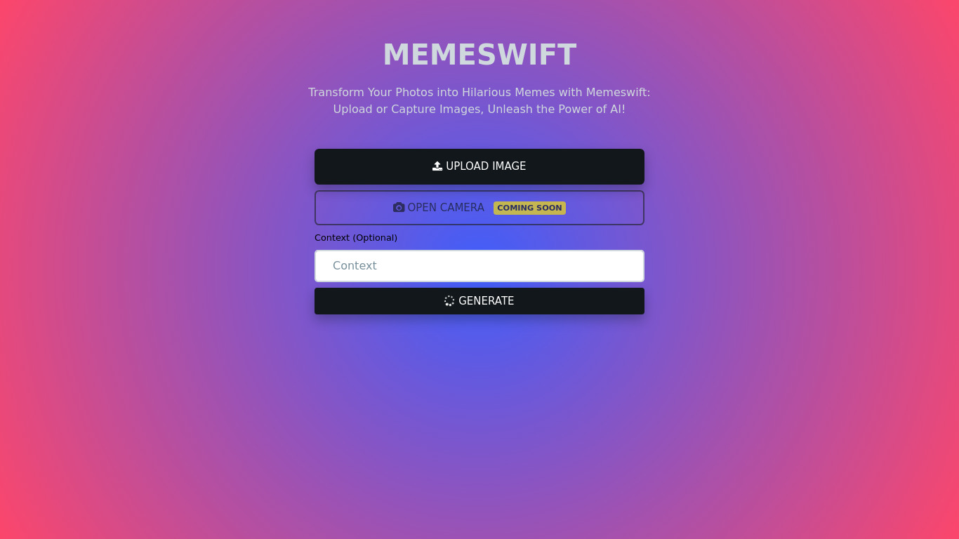MemeSwift Landing page