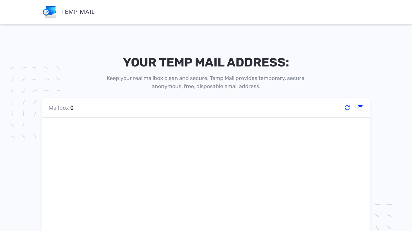 Get Temp Email Landing page