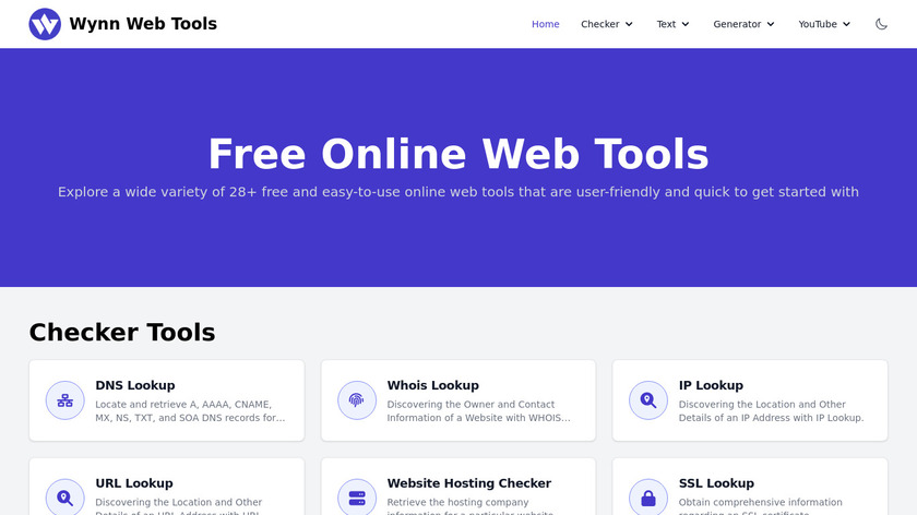 Wynn Web Tools Landing Page