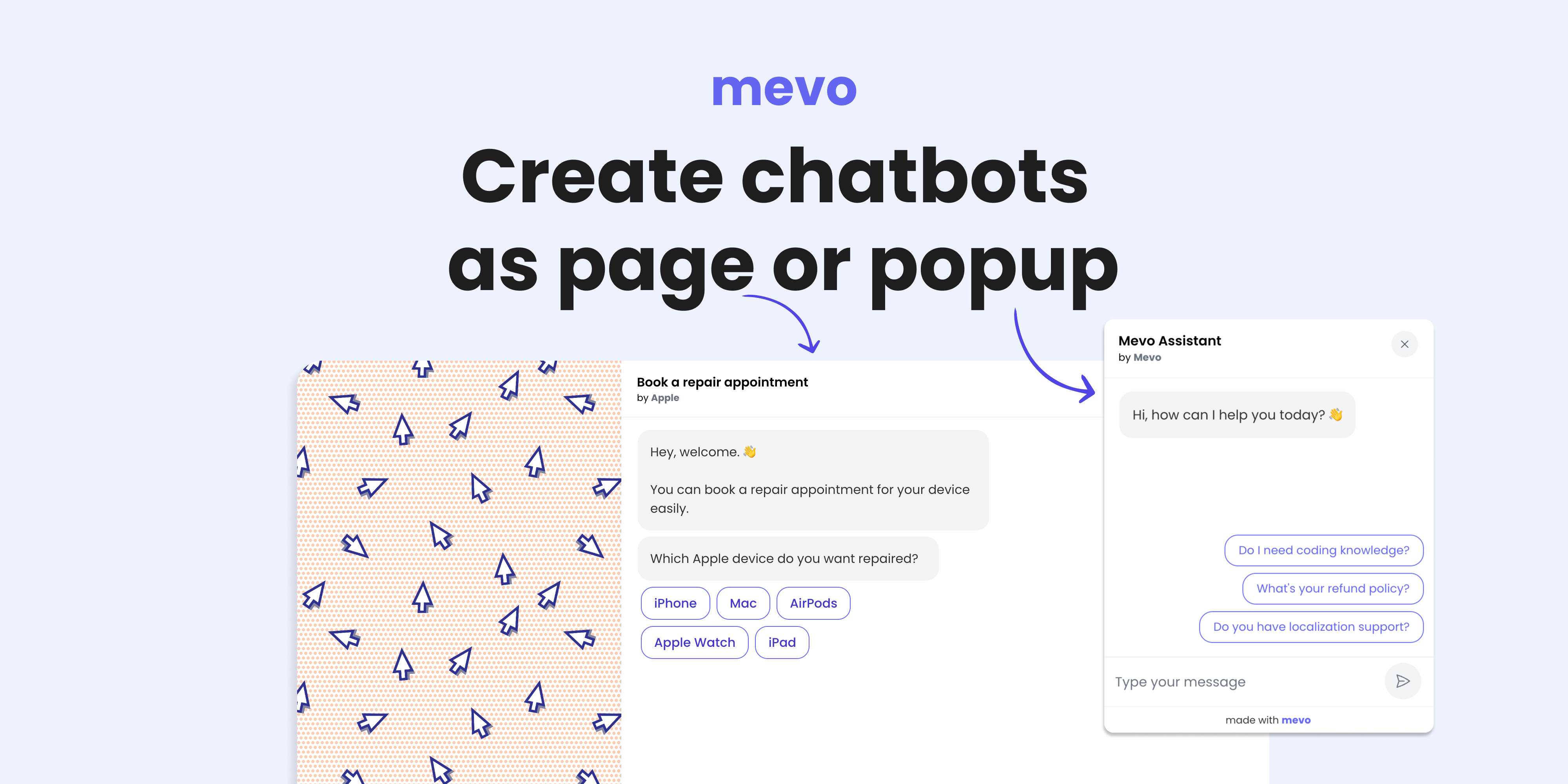 Mevo Landing page