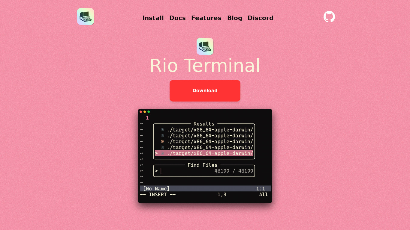 Rio Terminal Landing page