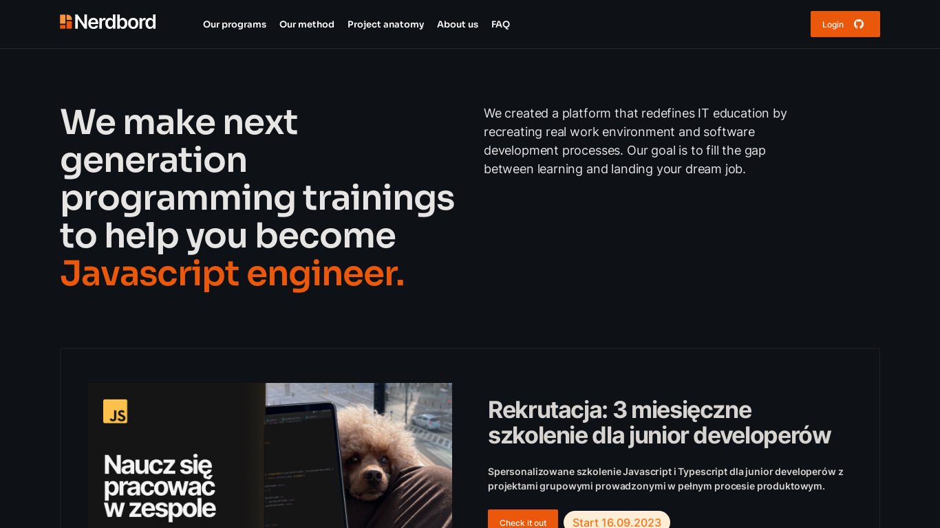 Nerdbord Landing page