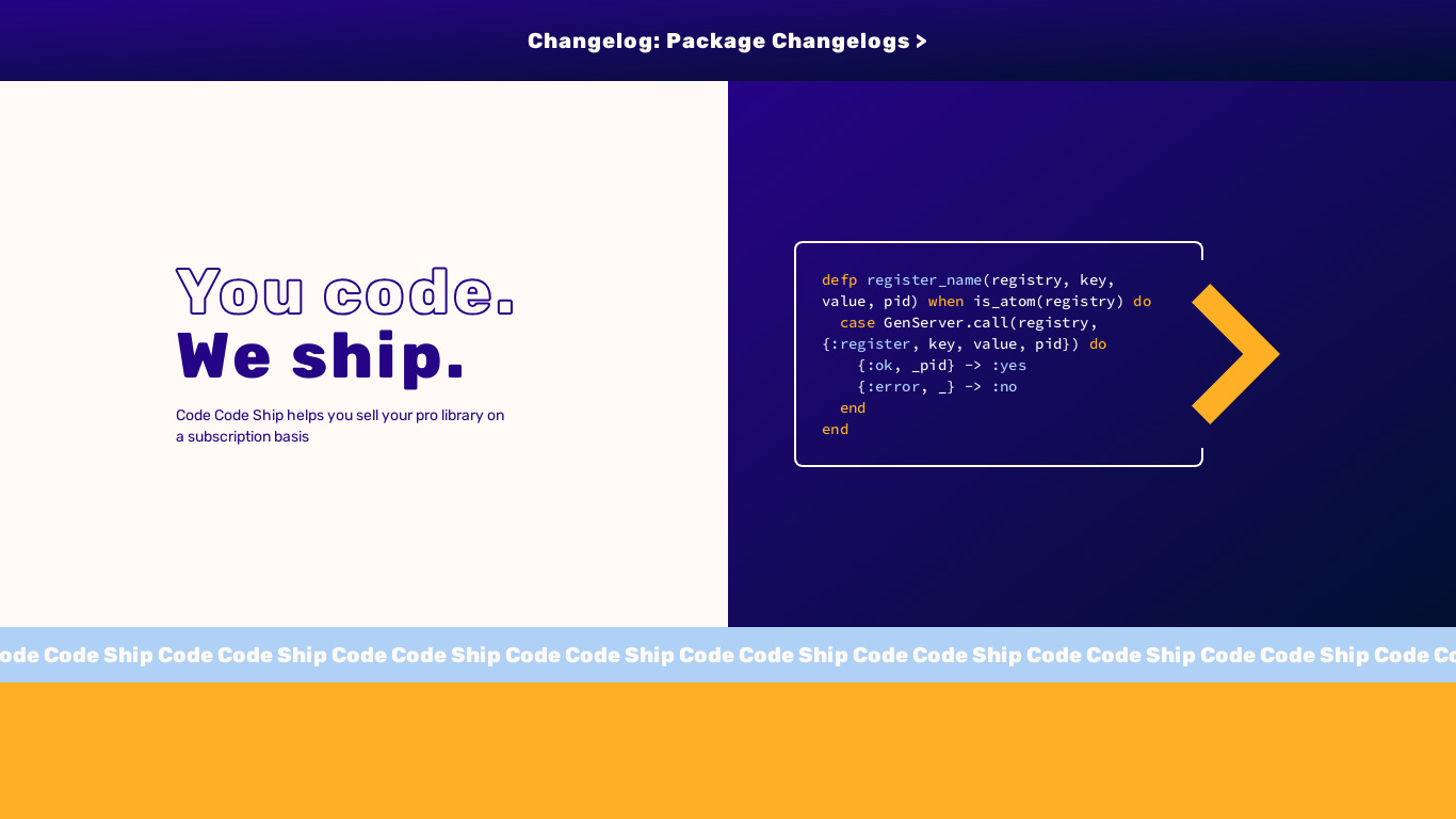 Code Code Ship Landing page
