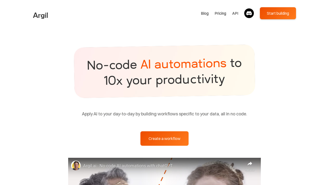 Argil AI Landing page
