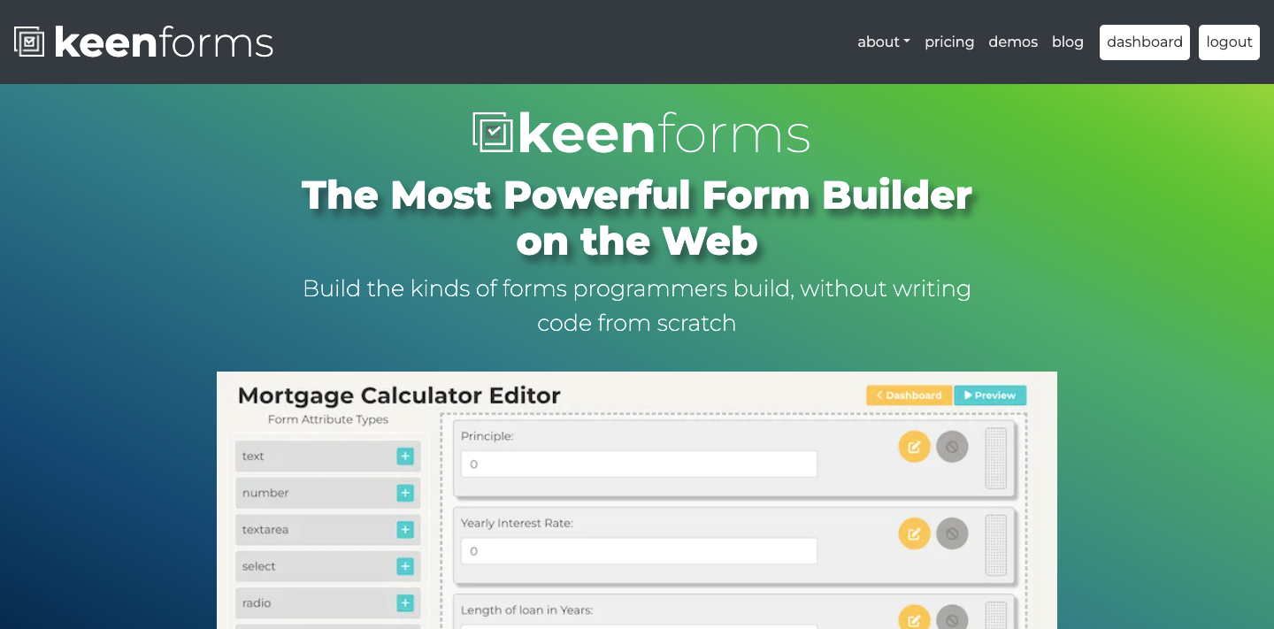 Keenforms Landing page