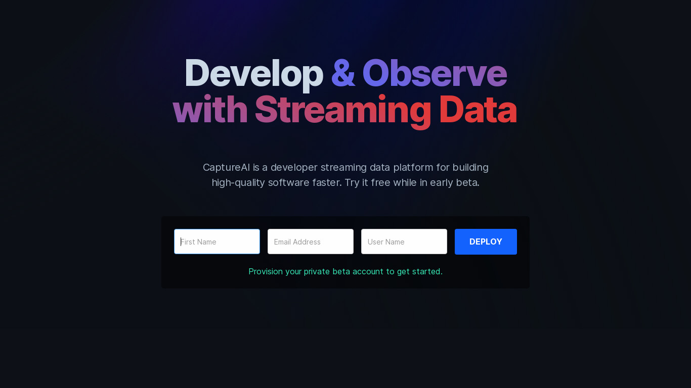 Capture.ai Landing page