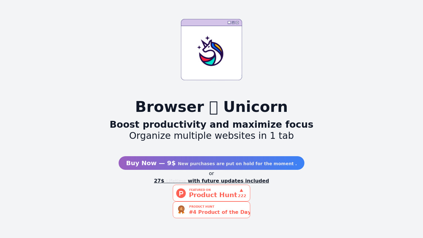 Browser Unicorn Landing page