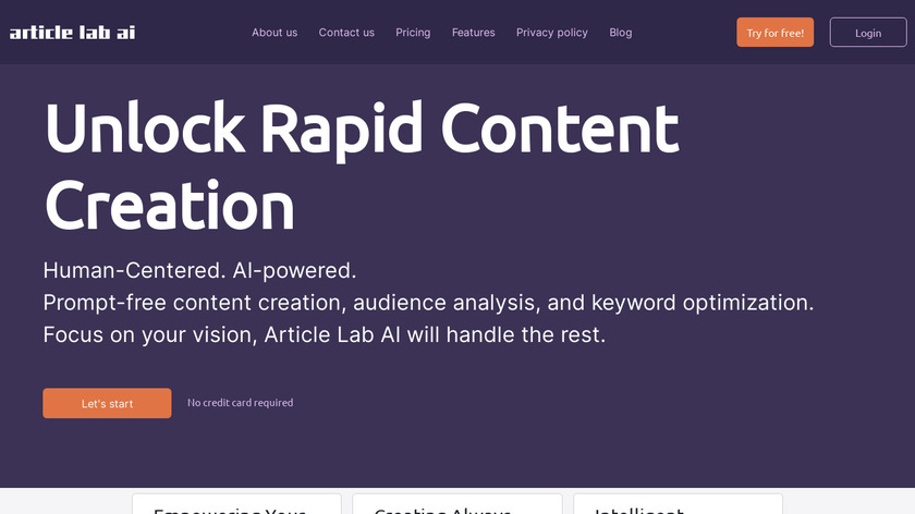 Article Lab AI Landing Page