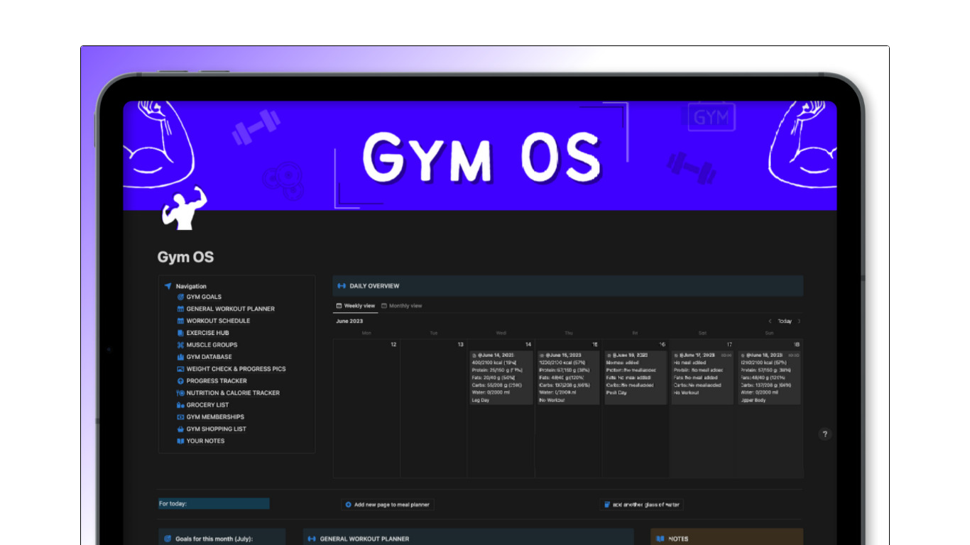 Gym OS | Notion template Landing page
