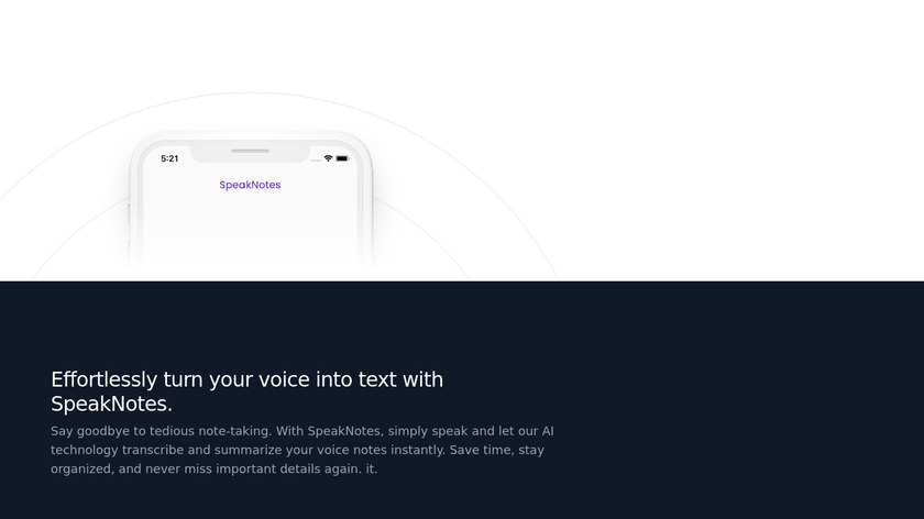 SpeakNotes Landing Page