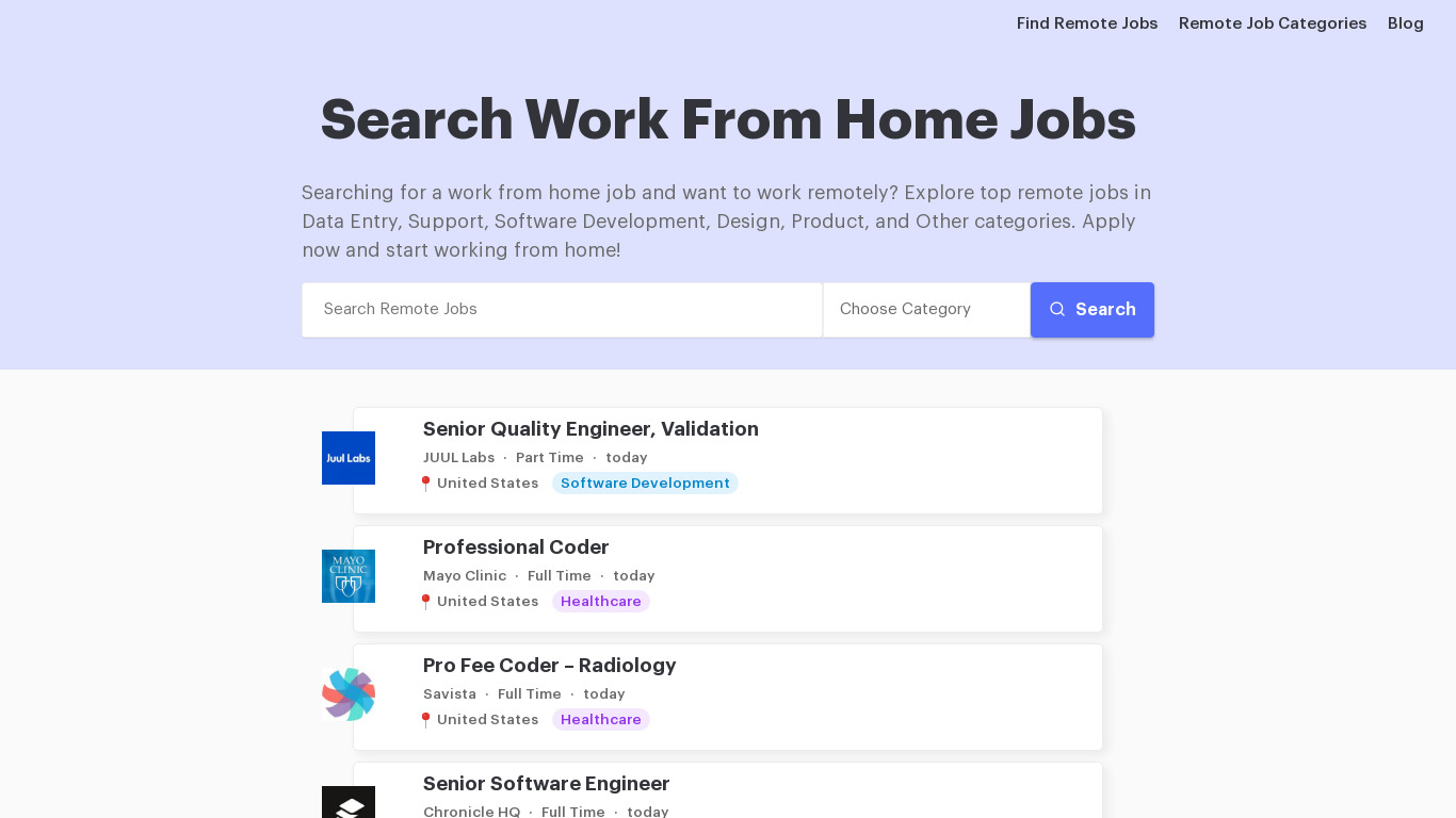 TheWFHJobs Landing page