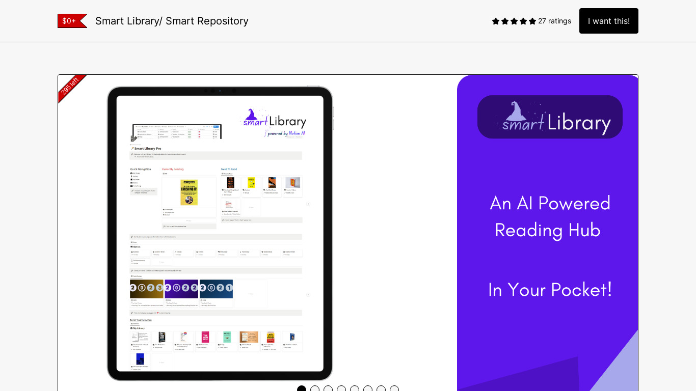 Smart Repository (w/ Notion AI) Landing page