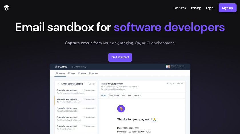 DevMail Landing Page