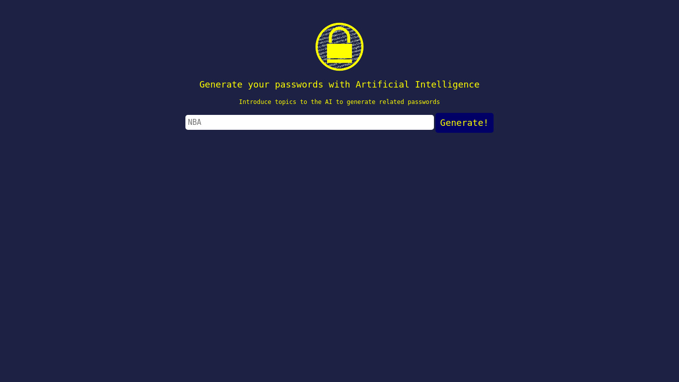 PasswordGPT Landing page