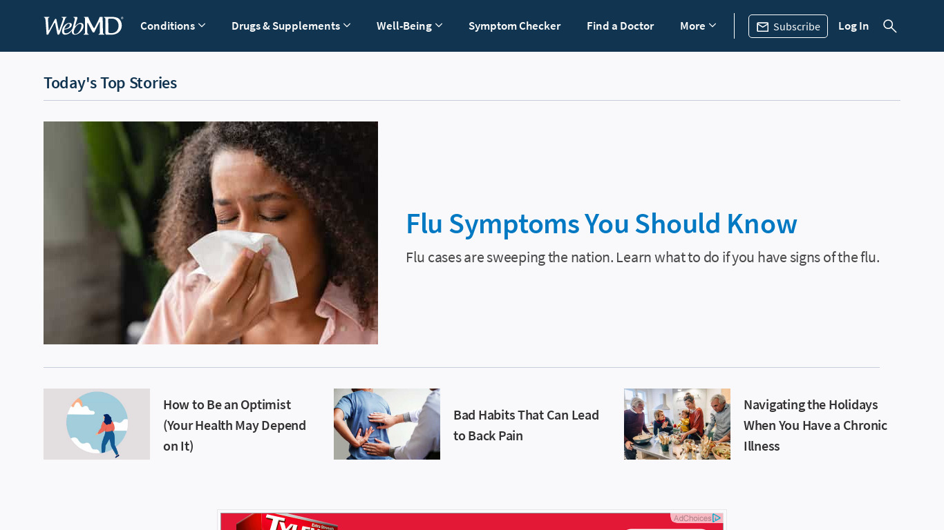 WebMD Landing page