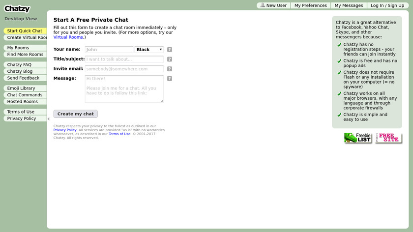 Chatzy Landing Page