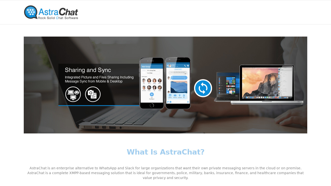 AstraChat Landing page