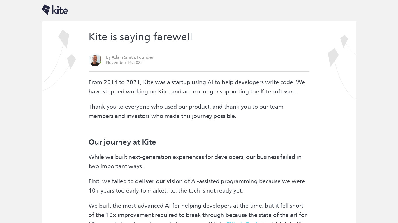Kite Landing page
