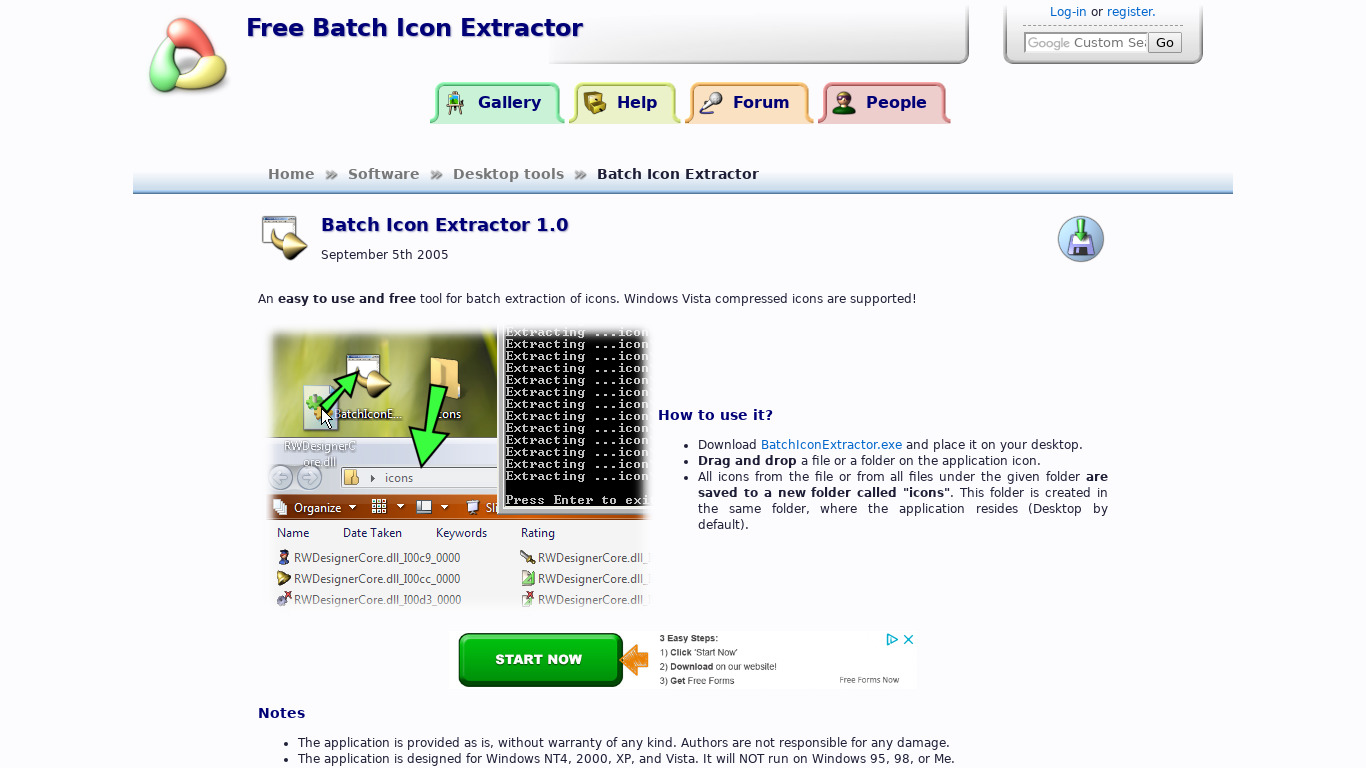 Batch Icon Extractor Landing page