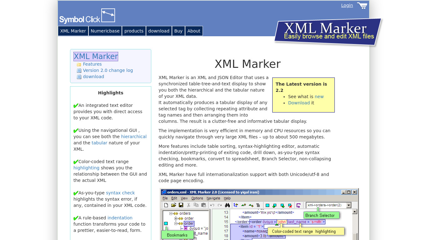 XML Marker Landing page