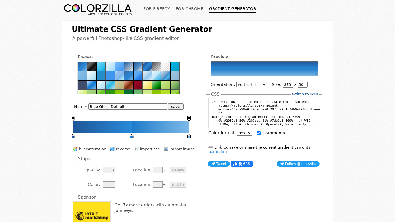 ColorZilla Gradient Editor Landing page