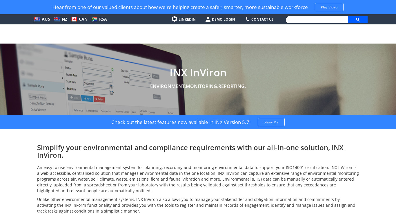 inxsoftware.com INX InViron Landing page