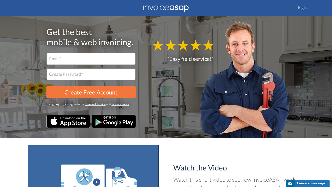InvoiceASAP Landing page