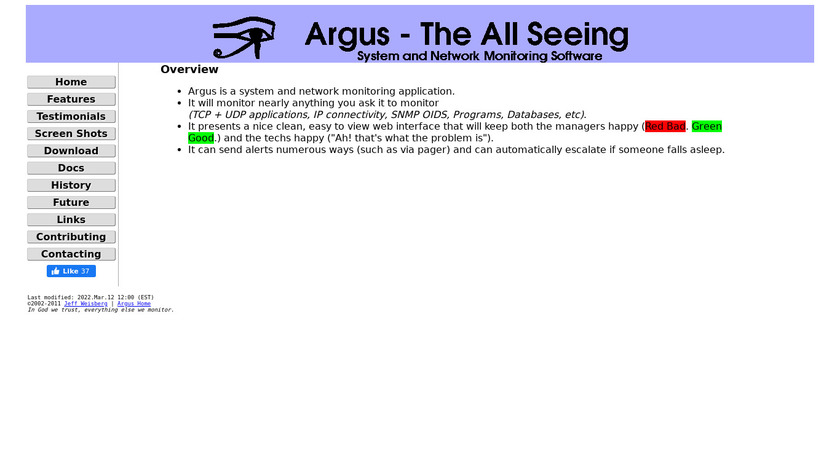 Argus Landing Page