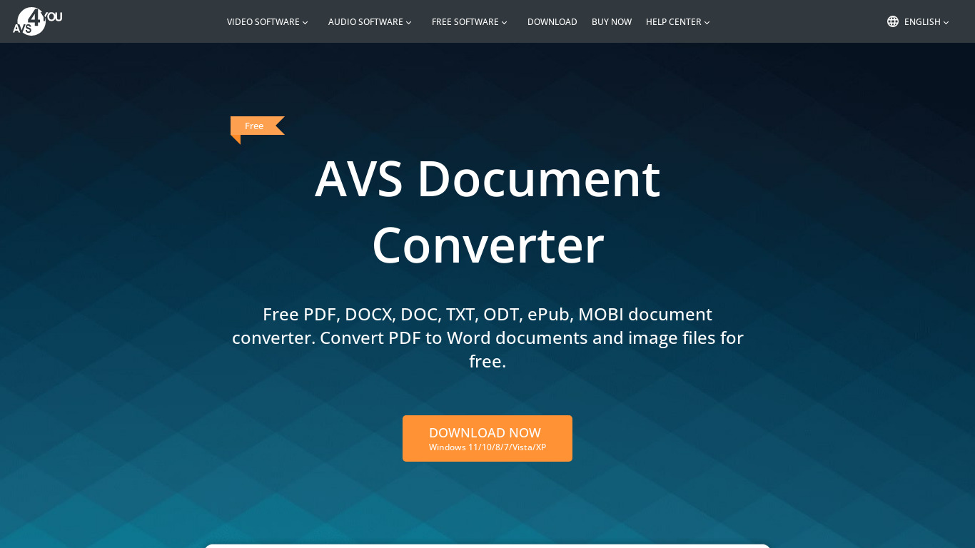 AVS Document Converter Landing page