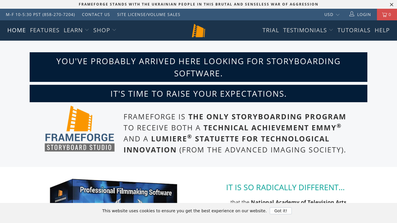FrameForge Landing page