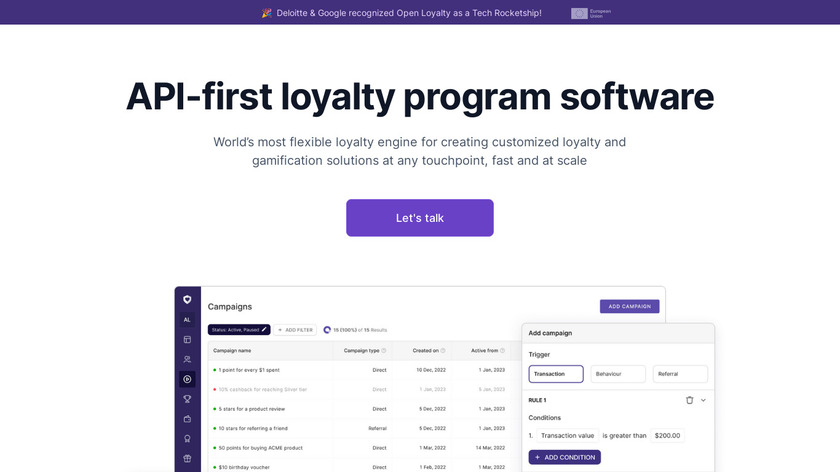 Open Loyalty Landing Page