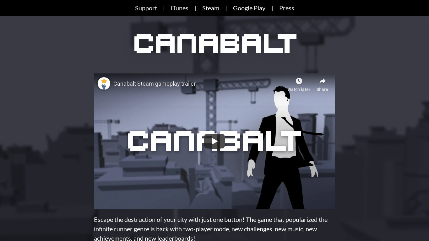 Canabalt Landing page