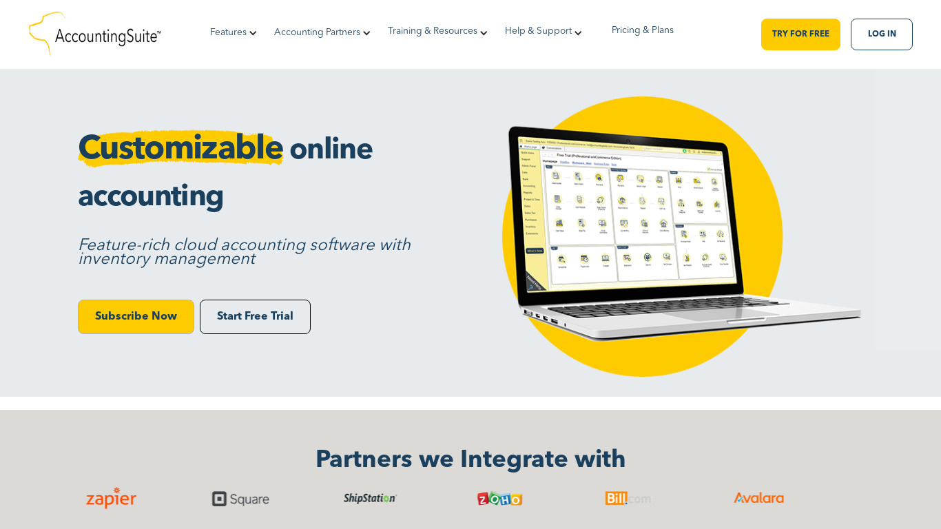 AccountingSuite Landing page