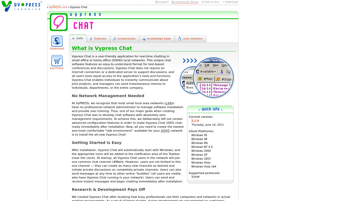 Vypress Chat Landing page