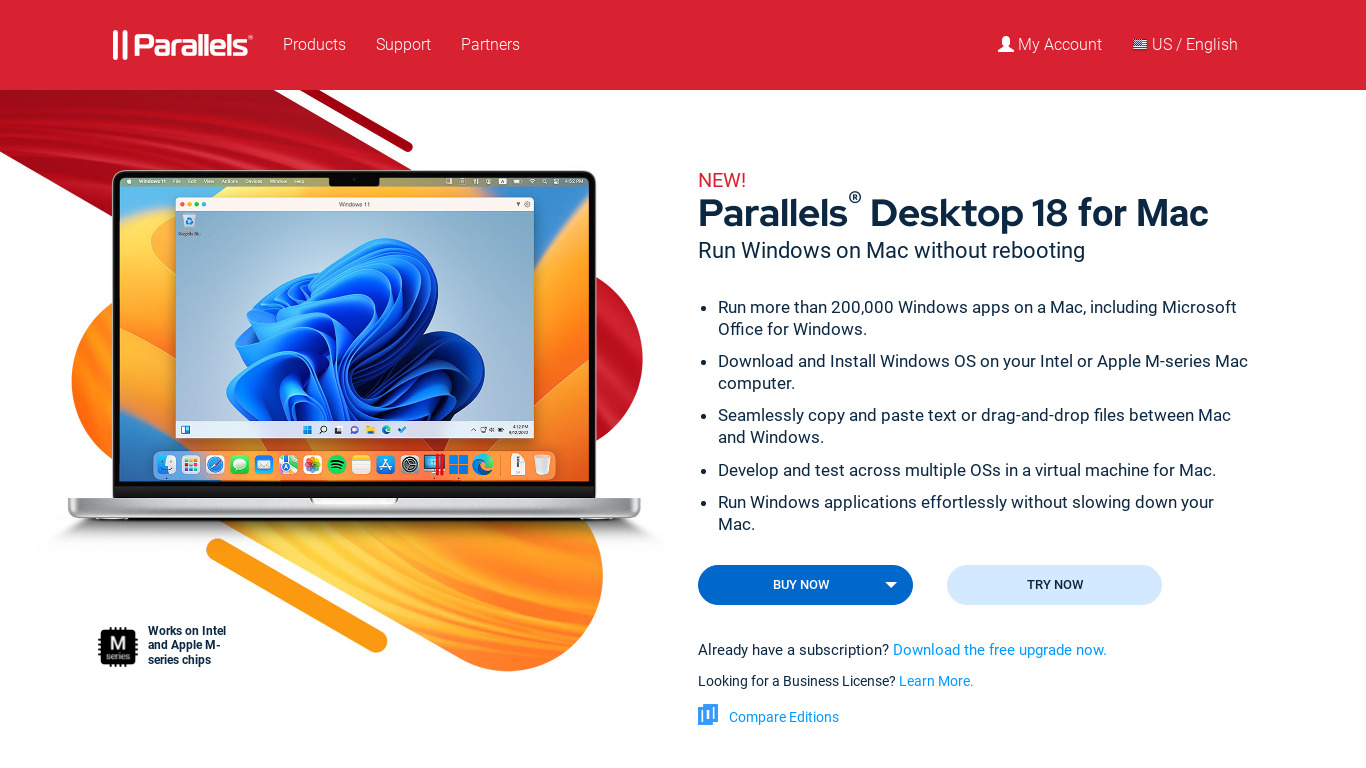 Parallels Desktop Landing page