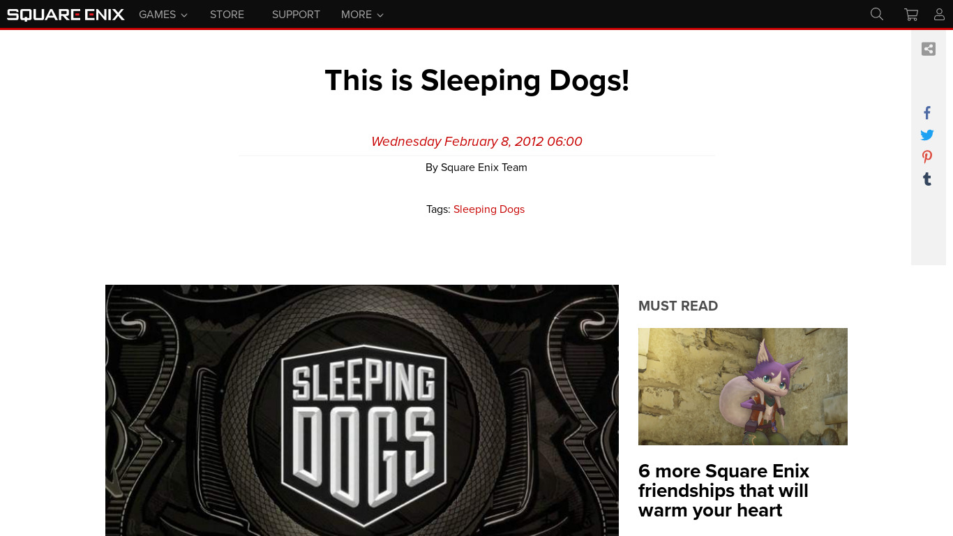 Sleeping Dogs Landing page