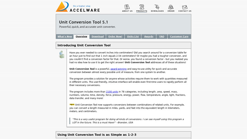 AccelWare Unit Converter Tool Landing Page