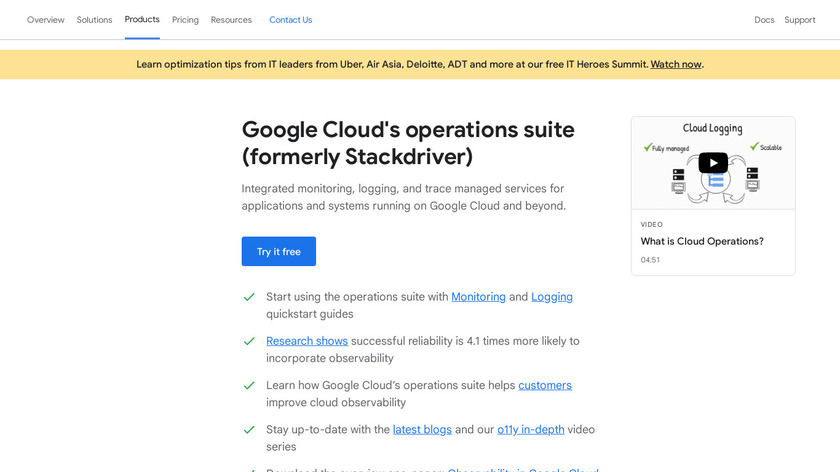 Google StackDriver Landing Page
