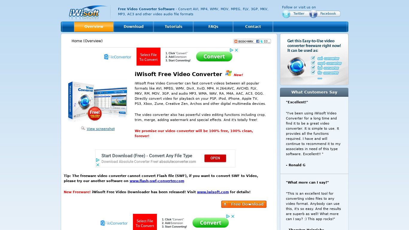 iWisoft Free Video Converter Landing page