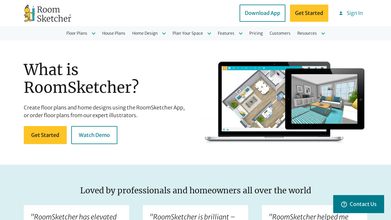 RoomSketcher Landing page