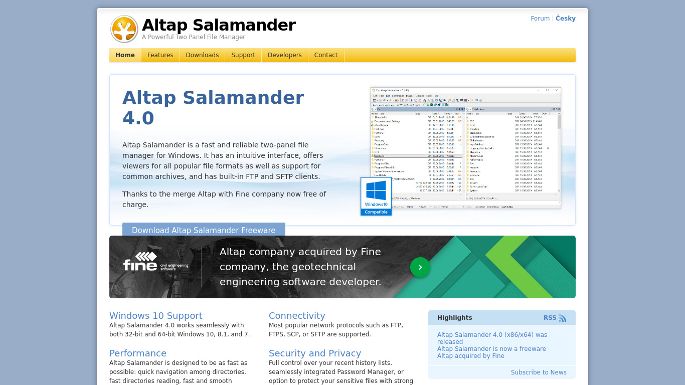 Altap Salamander Landing page