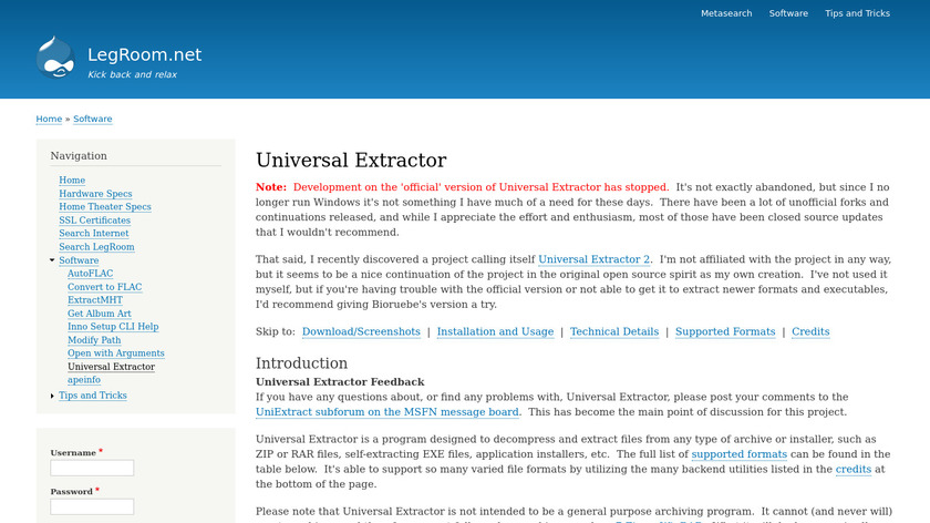 Universal Extractor Landing Page