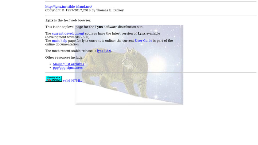 Lynx.invisible-island.net Landing Page
